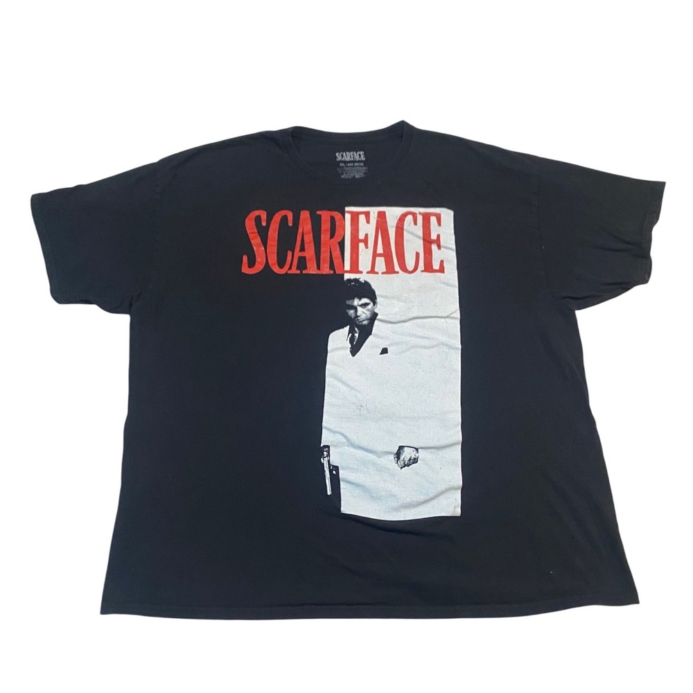 Scarface Tony Montana Movie Graphic T-Shirt Mens 2XL Black Short Sleeve Cotton